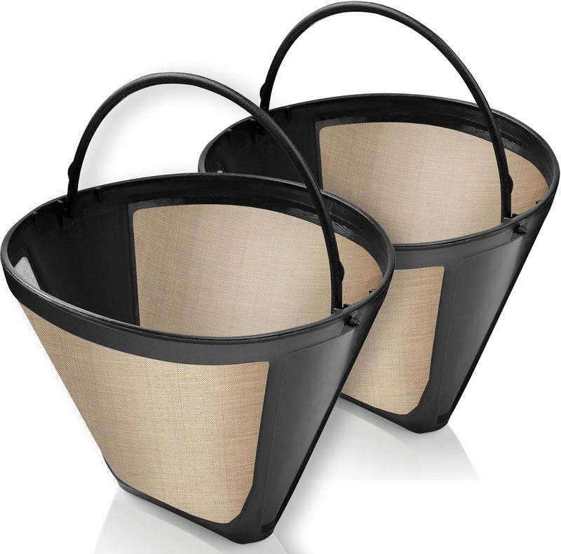 GoodCups 2-Pack Reusable #4 Cone Coffee Filters for Cuisinart 10–14 Cup Brewers (DCC-3200, DCC-1200, DCC-3400) & Ninja Coffee Makers, Stainless Steel Mesh, Permanent, Dishwasher-Safe - Image 1